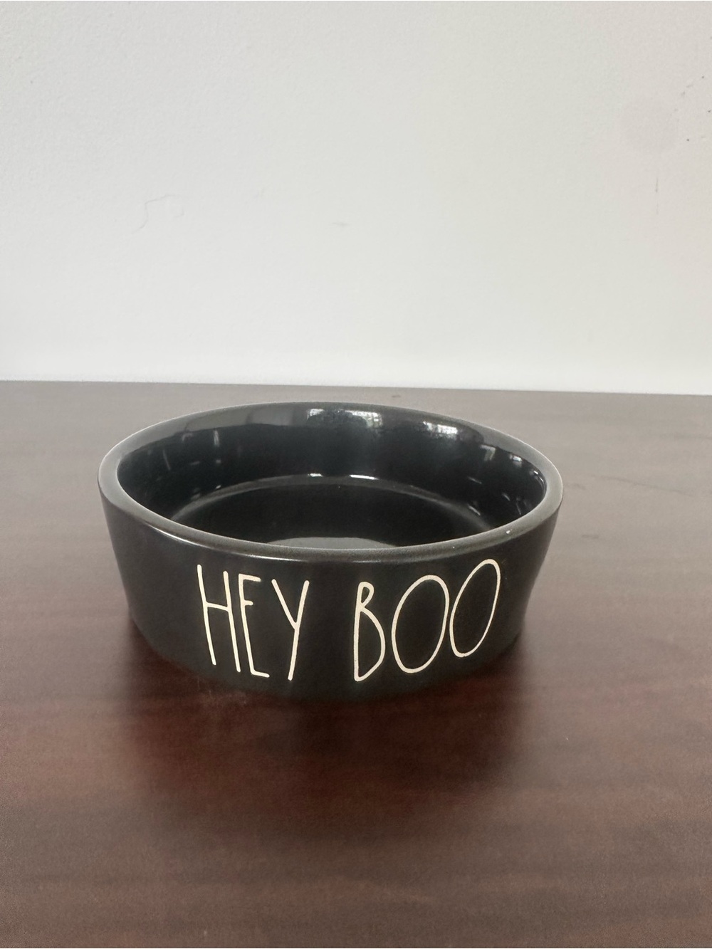 Rae Dunn Black Ceramic Bowl with "HEY BOO" Text